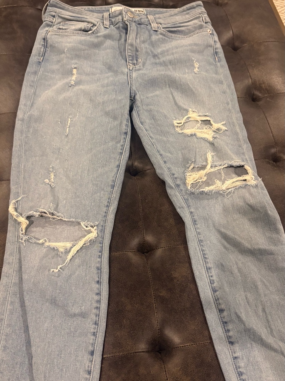 Lovers + Friends Light Blue Distressed Boyfriend Jeans